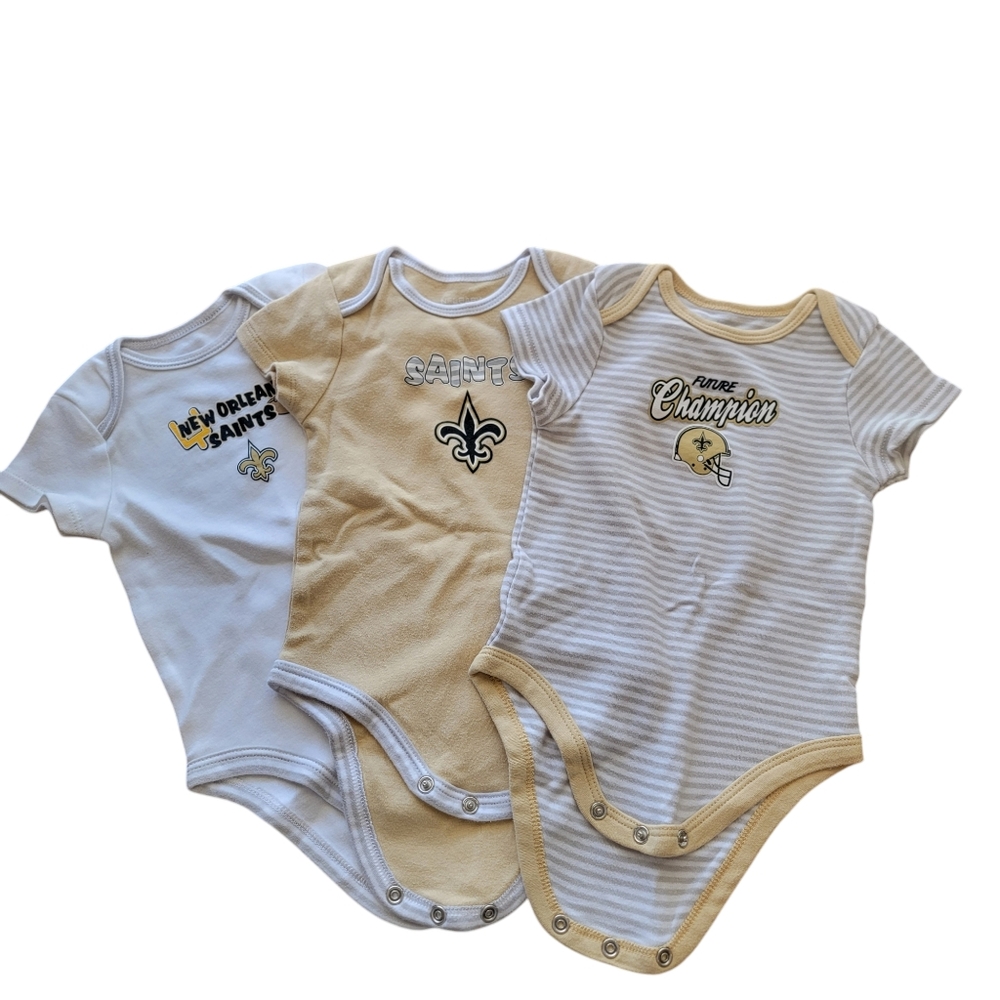NFL Baby New Orleans Saints one piece 3 pack size 6 months